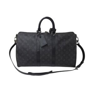 LOUIS VUITTON Eclipse Black Keepall Bandouliere Boston Bag black